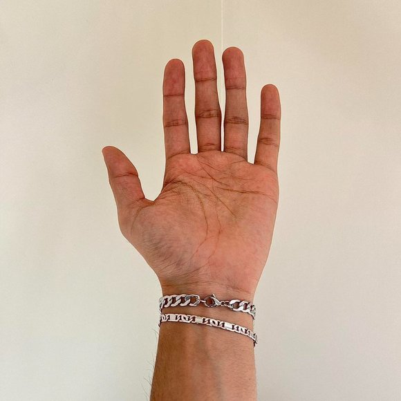 y2k 2000s black opal cuban link silver bracelet - Picture 7 of 8